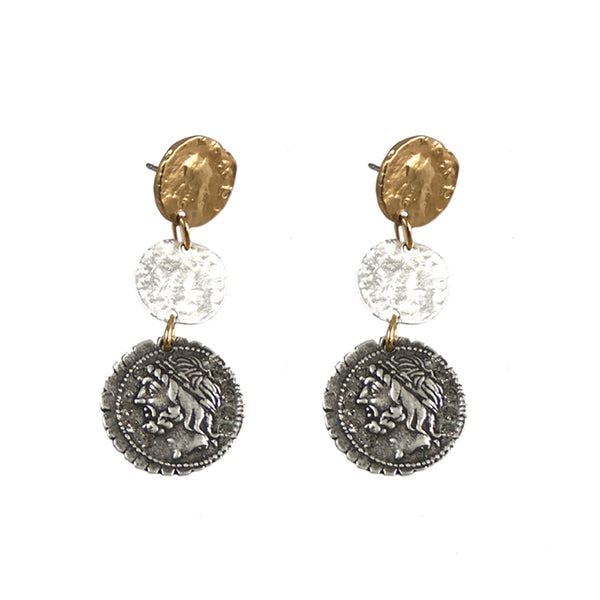 18k Gold Plated Coin Cluster Drop Mini Hoop Earrings – Bargain Betty